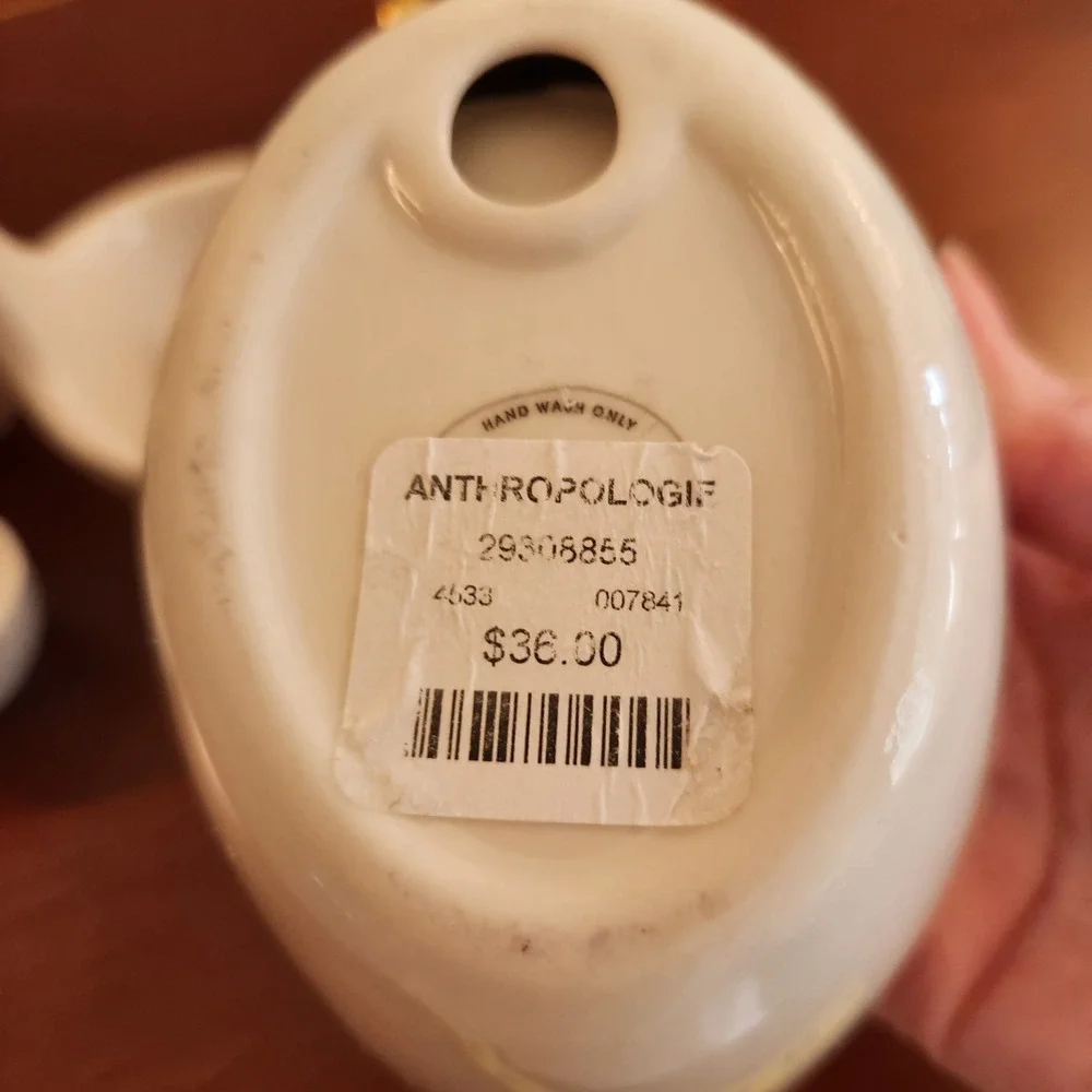 Anthropologie Swan Measuring Cups Set of 4 Goose Bird Cream Gold Ceramic